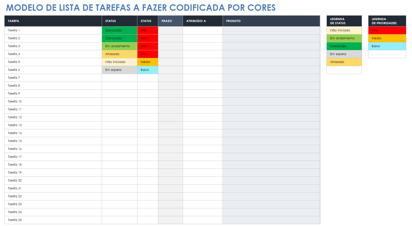 Lista de tarefas codificadas por cores