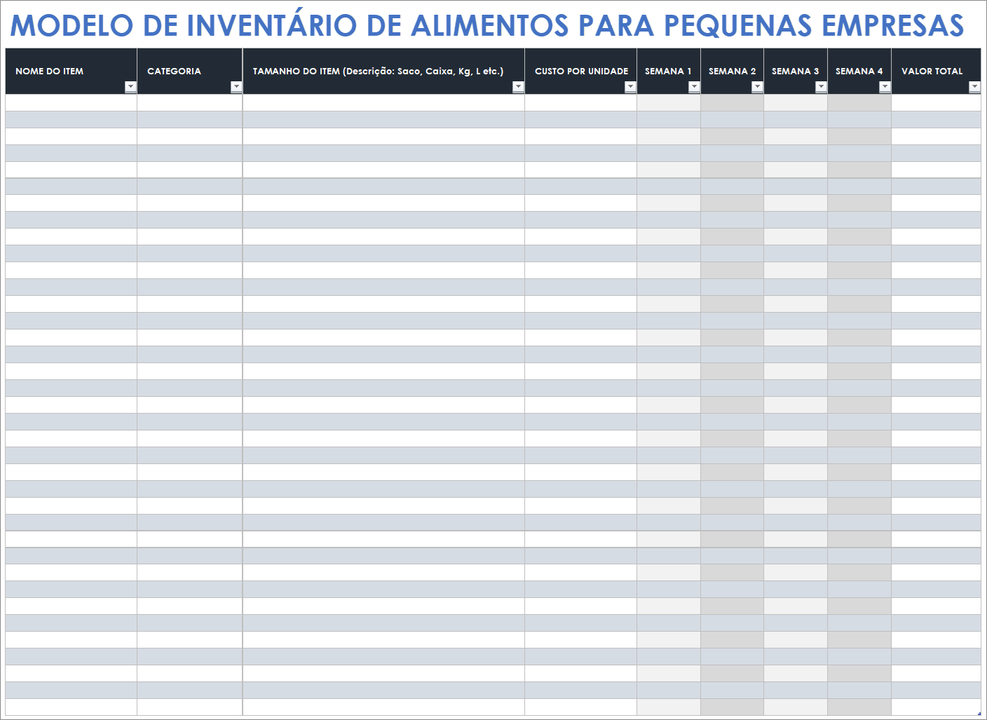  Modelo de inventário de alimentos para pequenas empresas