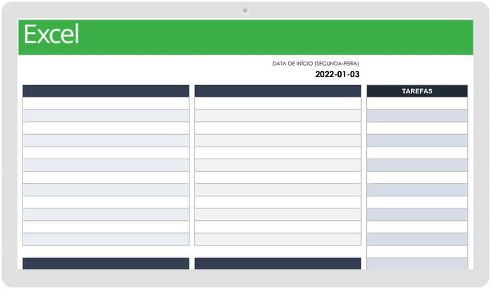 Planejador de Projeto Semanal 2022 com Modelo de Notas