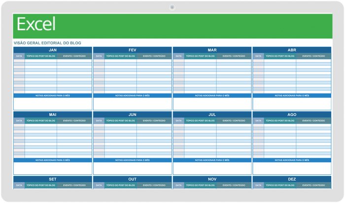 Calendário editorial de blogs