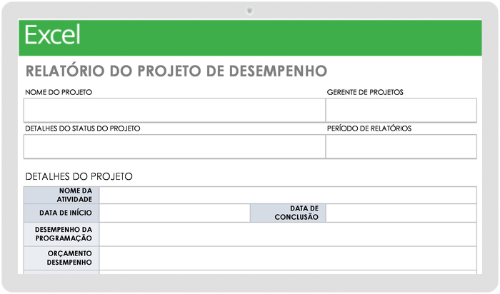  Modelo de Relatório de Projeto de Desempenho