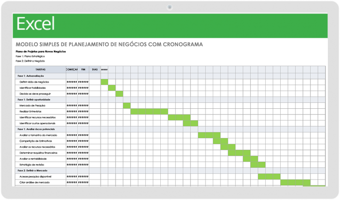 Modelo de Planejamento de Negócios Simples com Cronograma