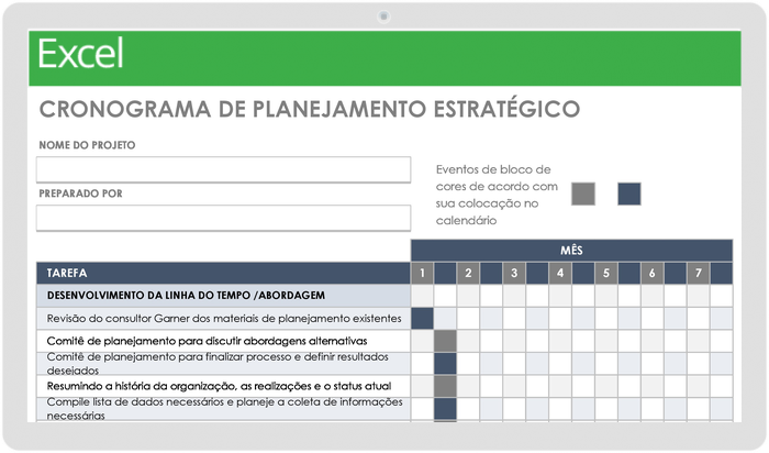 Modelo de Cronograma de Planejamento Estratégico