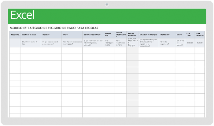 Modelo de Registro de Risco Estratégico para escolas