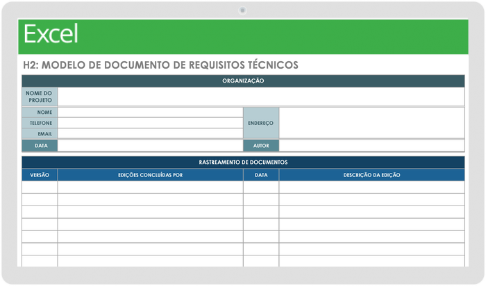 Modelo de documento de requisitos técnicos